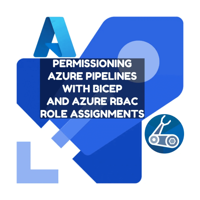 title image reading &quot;Permissioning Azure Pipelines with Bicep and Role Assignments&quot; and some Azure logos