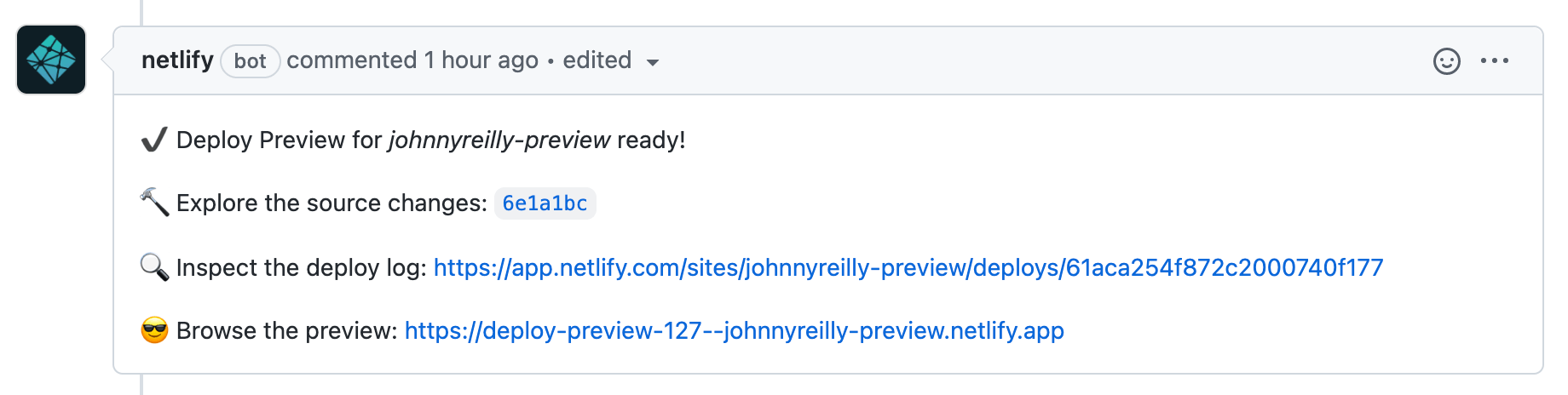 screenshot of a Netlify deploy preview on my latest blog post