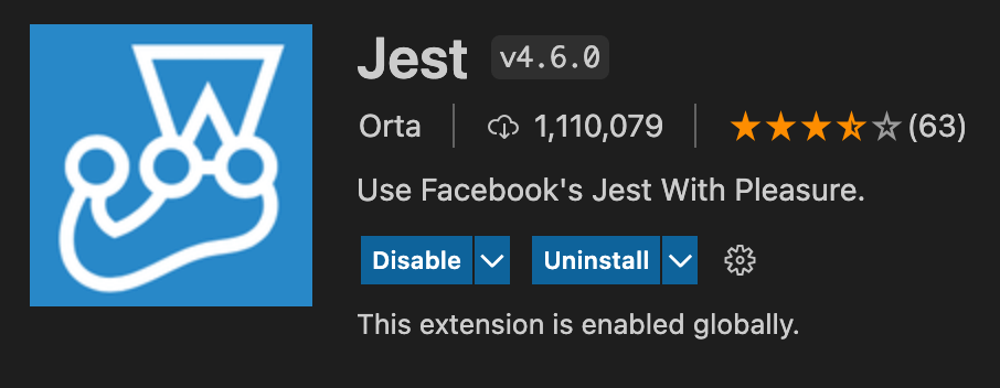 screenshot of the VS Code Jest extension